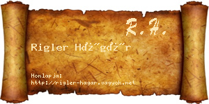 Rigler Hágár névjegykártya